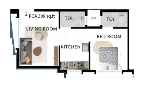 Unit plan - 309 sq.ft.
