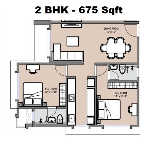Swami Marathi Asmita Unit plan - 675 sq.ft.