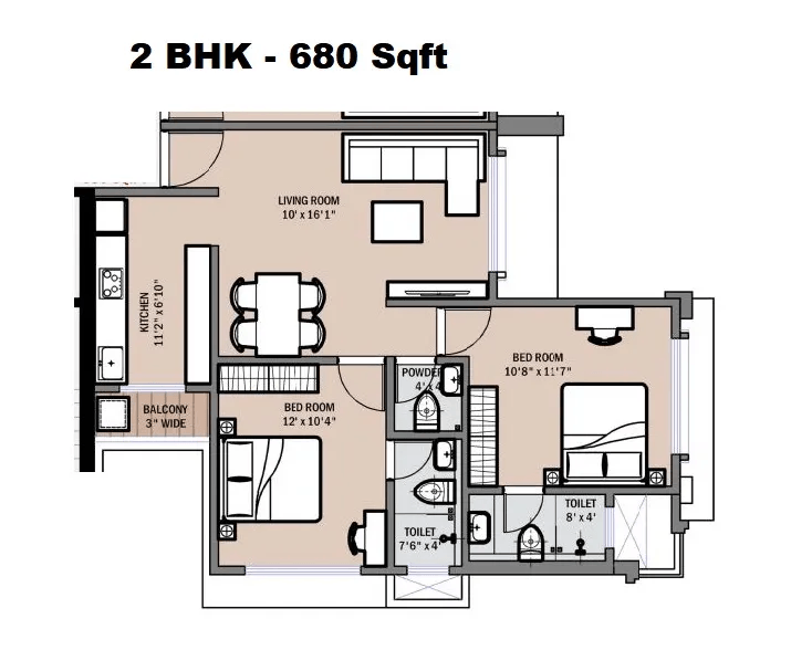 Swami Marathi Asmita Unit plan - 680 sq.ft.
