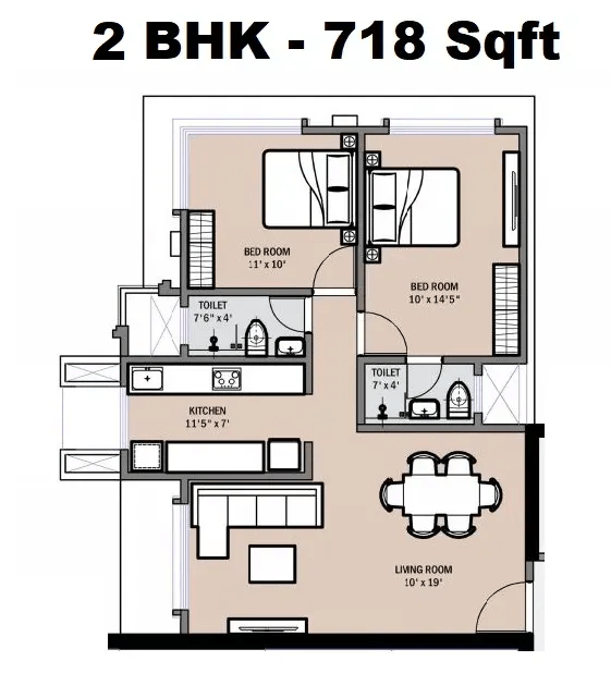 Swami Marathi Asmita Unit plan - 718 sq.ft.