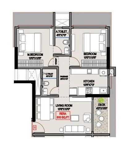 Unit plan - 610 sq.ft.