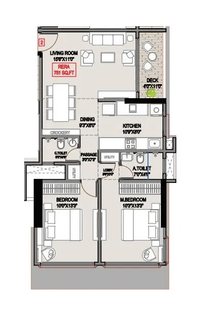 Oxford Navrang Laxmi Unit plan - 751 sq.ft.