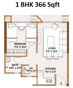 Unit plan - 366 sq.ft.