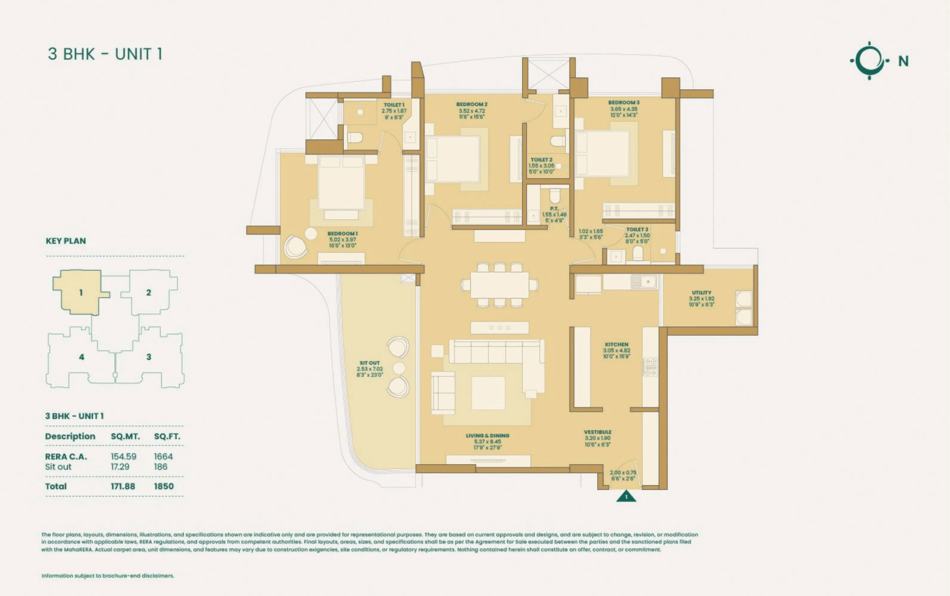 Unit plan - 1850 sq.ft.