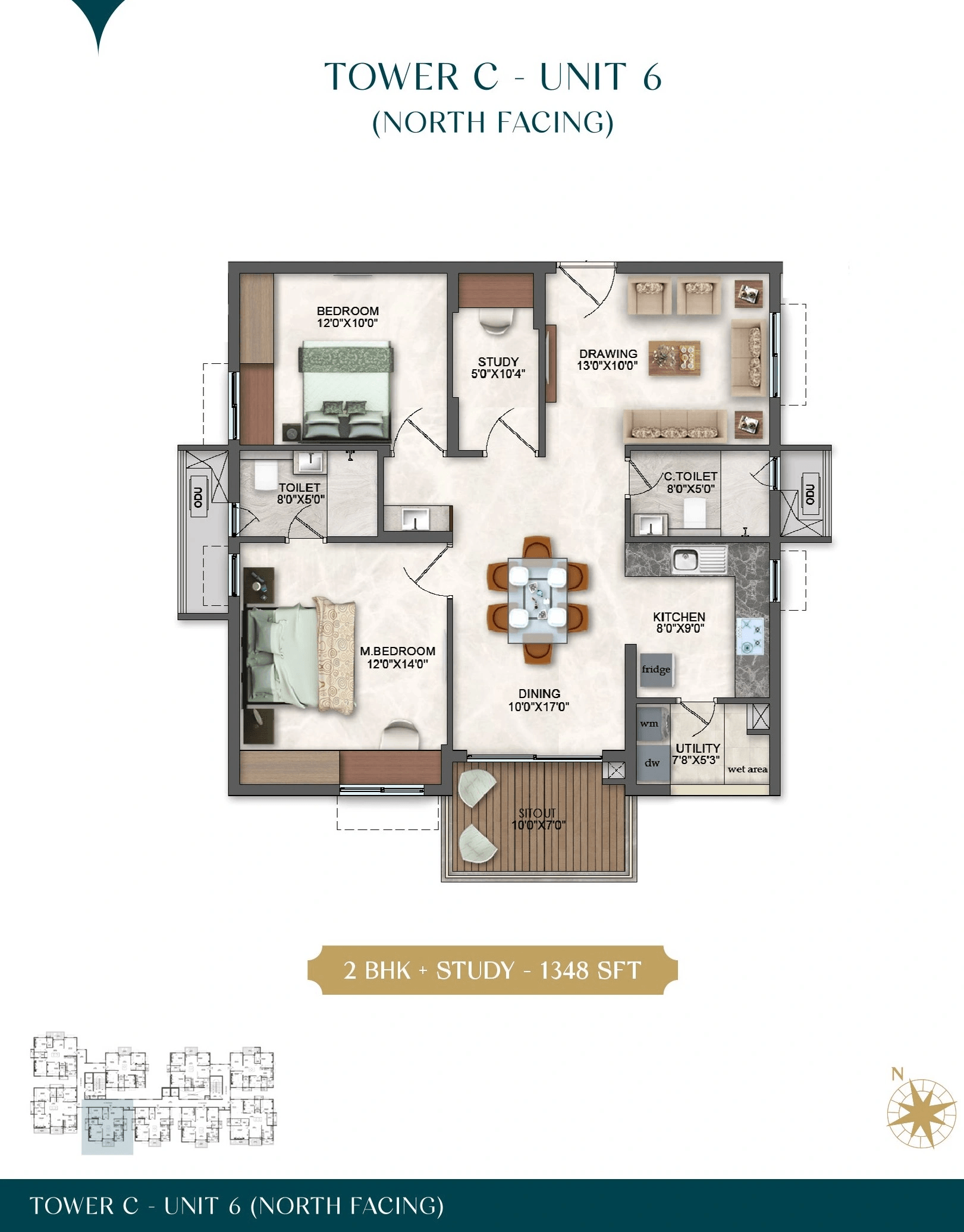 Unit plan - 943 sq.ft.