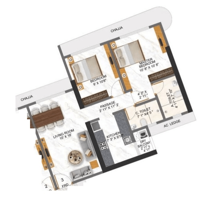 Pride Of Malad Unit plan - 650 sq.ft.