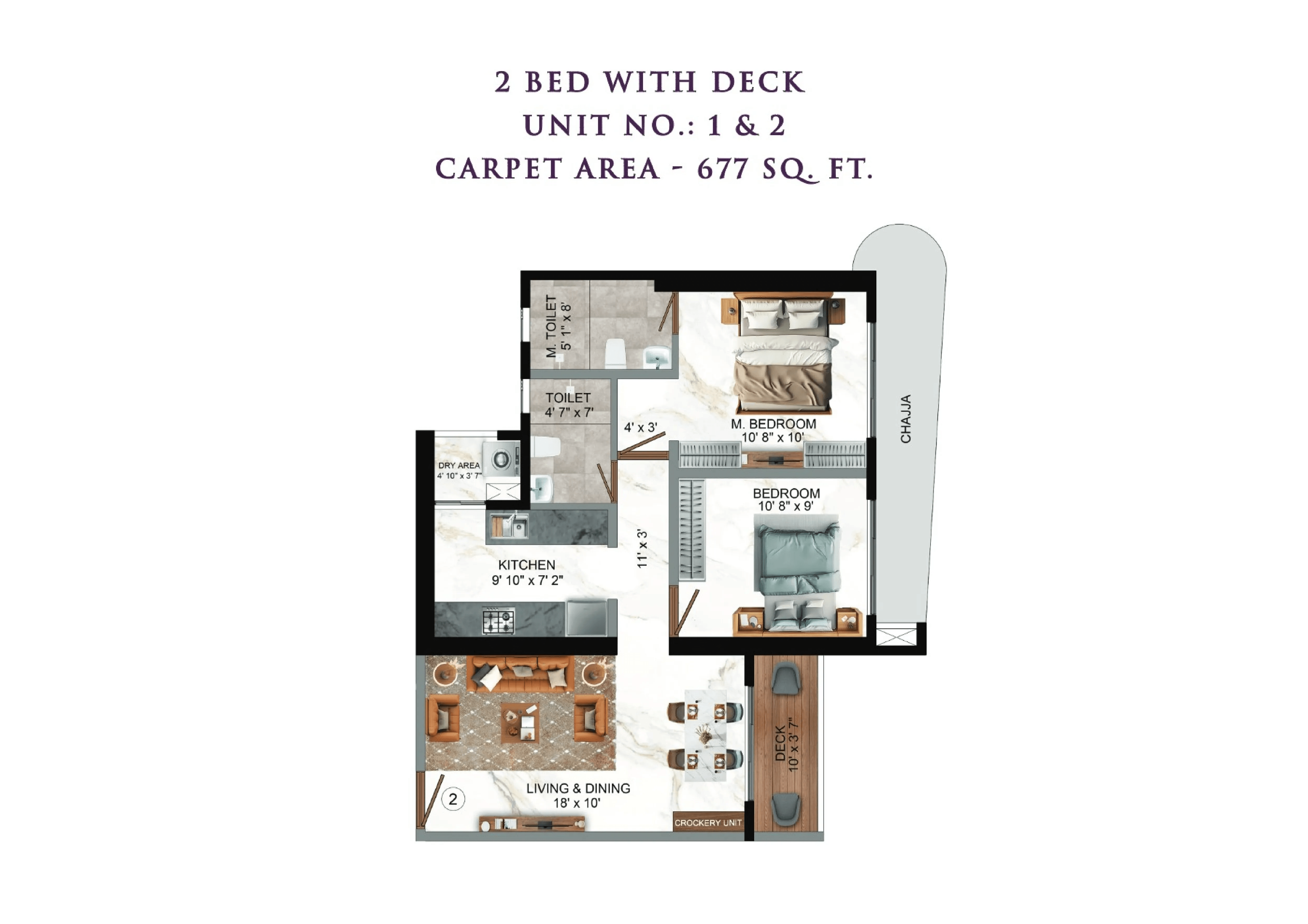 Pride Of Malad Unit plan - 677 sq.ft.