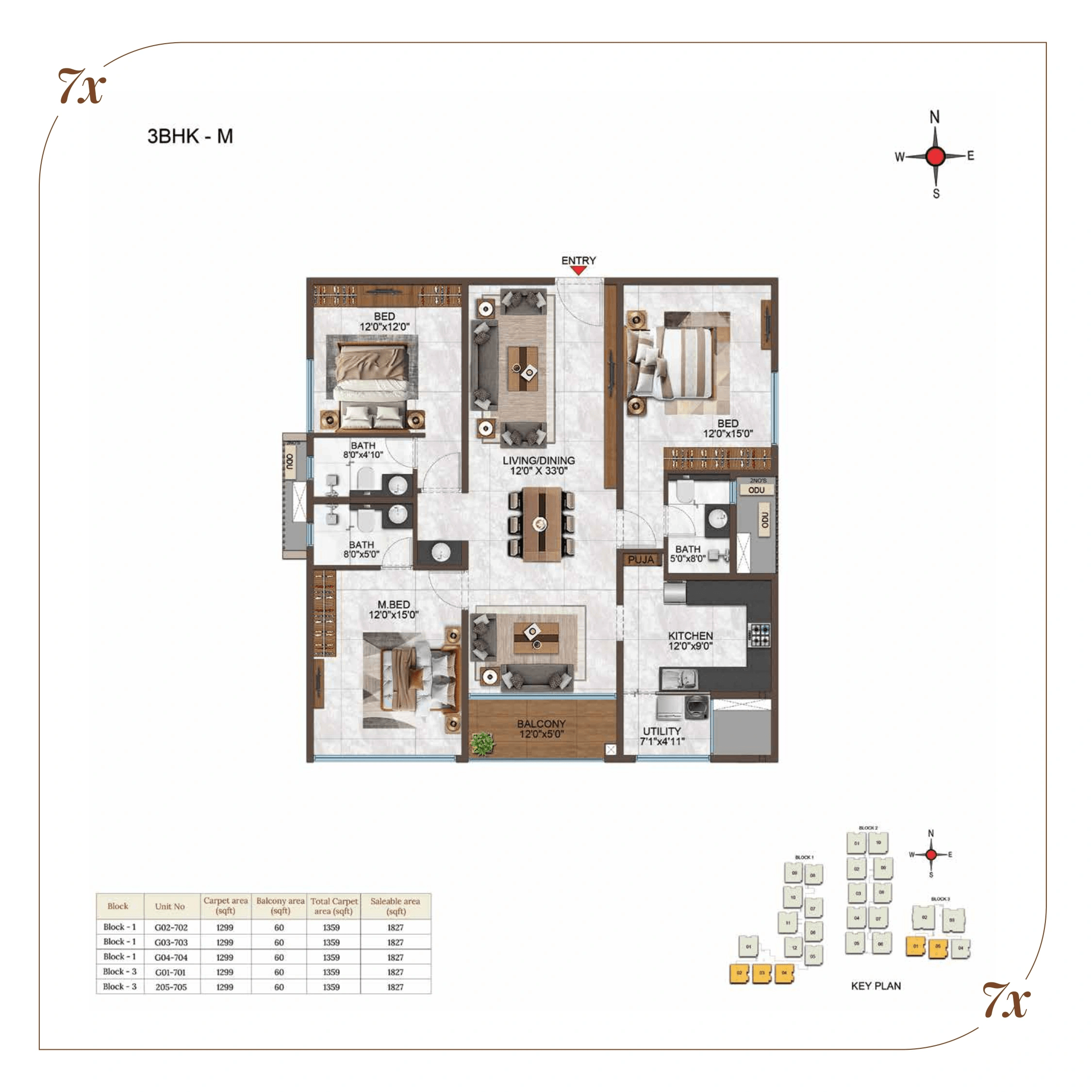 Unit plan - 1300 sq.ft.