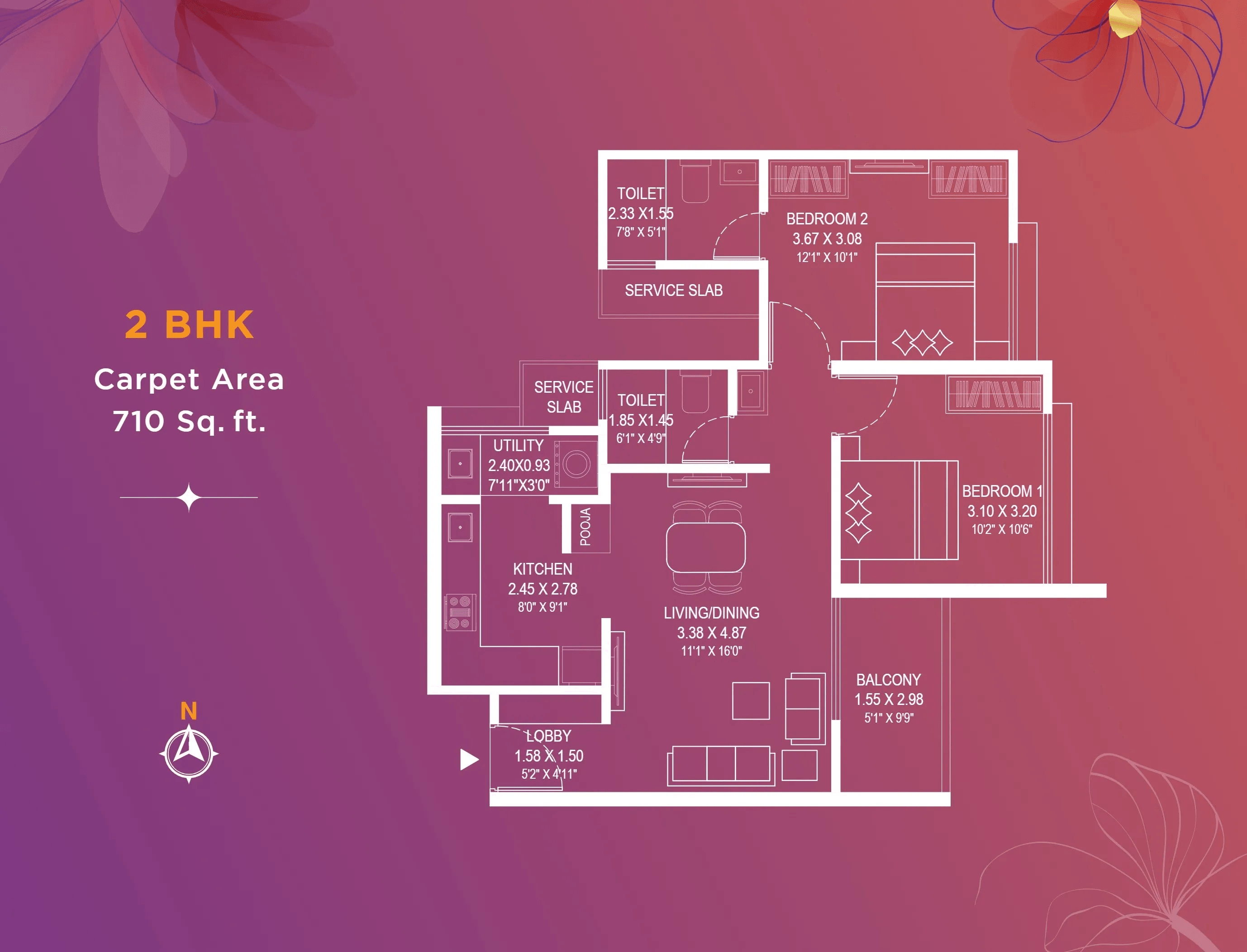 Unit plan - 710 sq.ft.