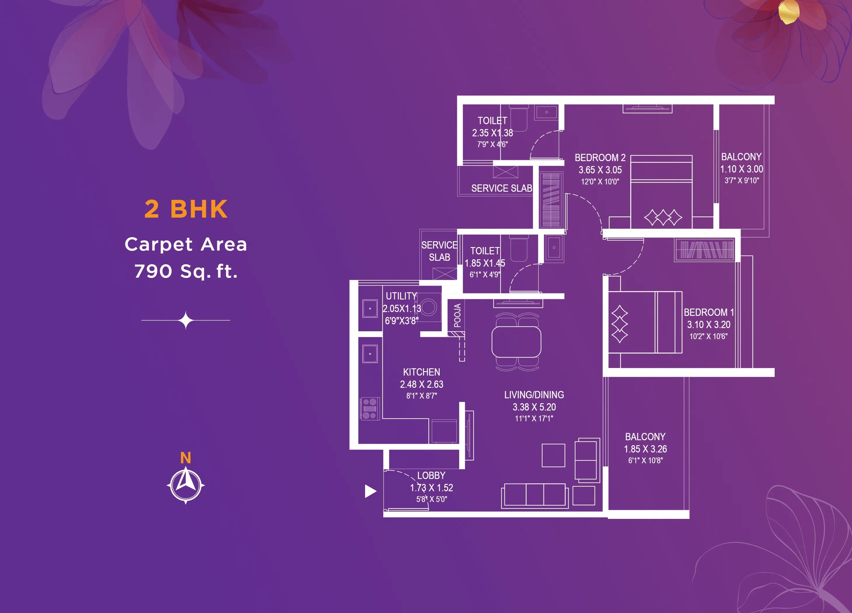 VTOP Prime Punawale Unit plan - 790 sq.ft.