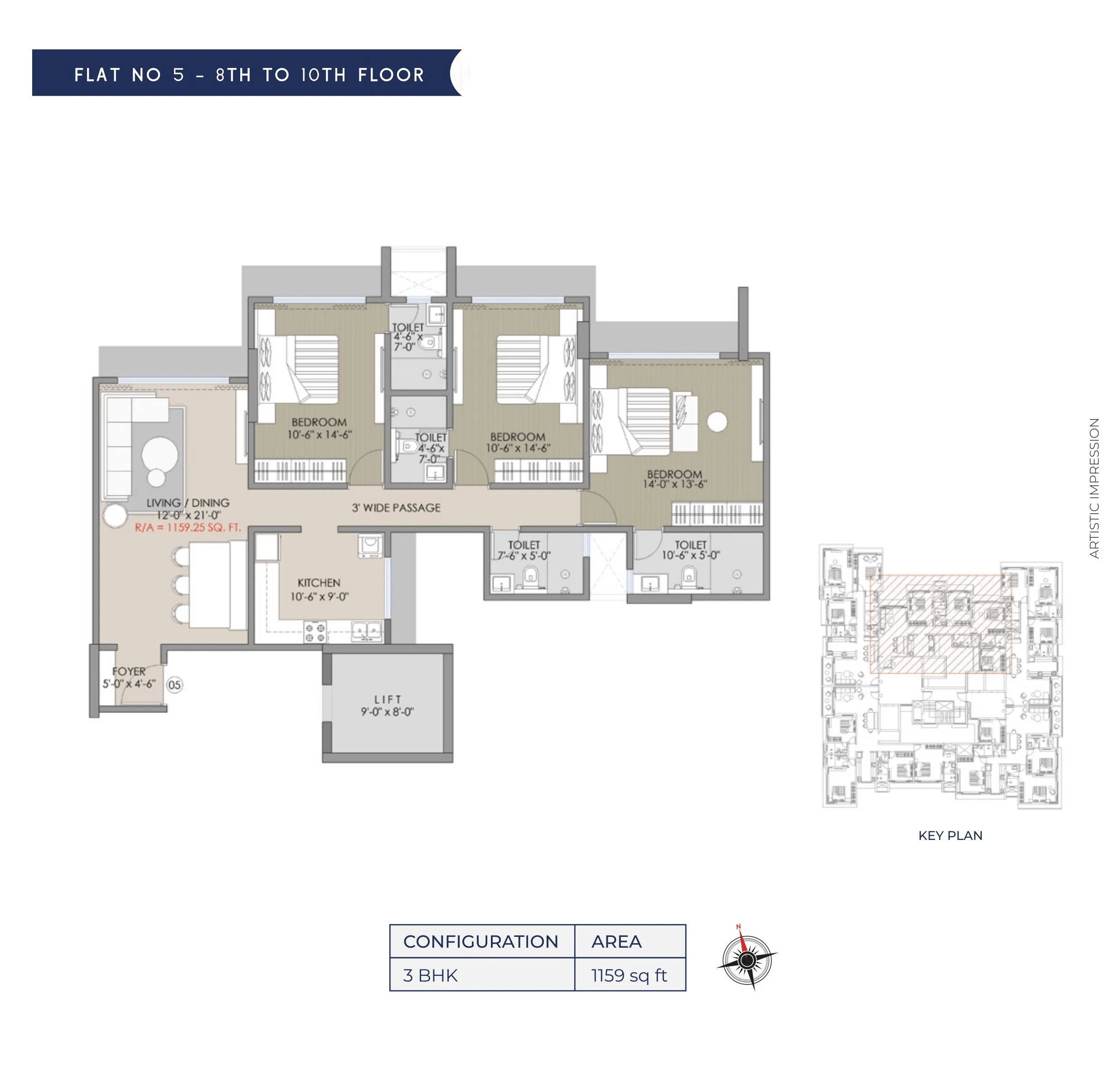 Navkar Shatrunjay Unit plan - 1159 sq.ft.