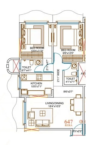 Amar Devendra Unit plan - 648 sq.ft.