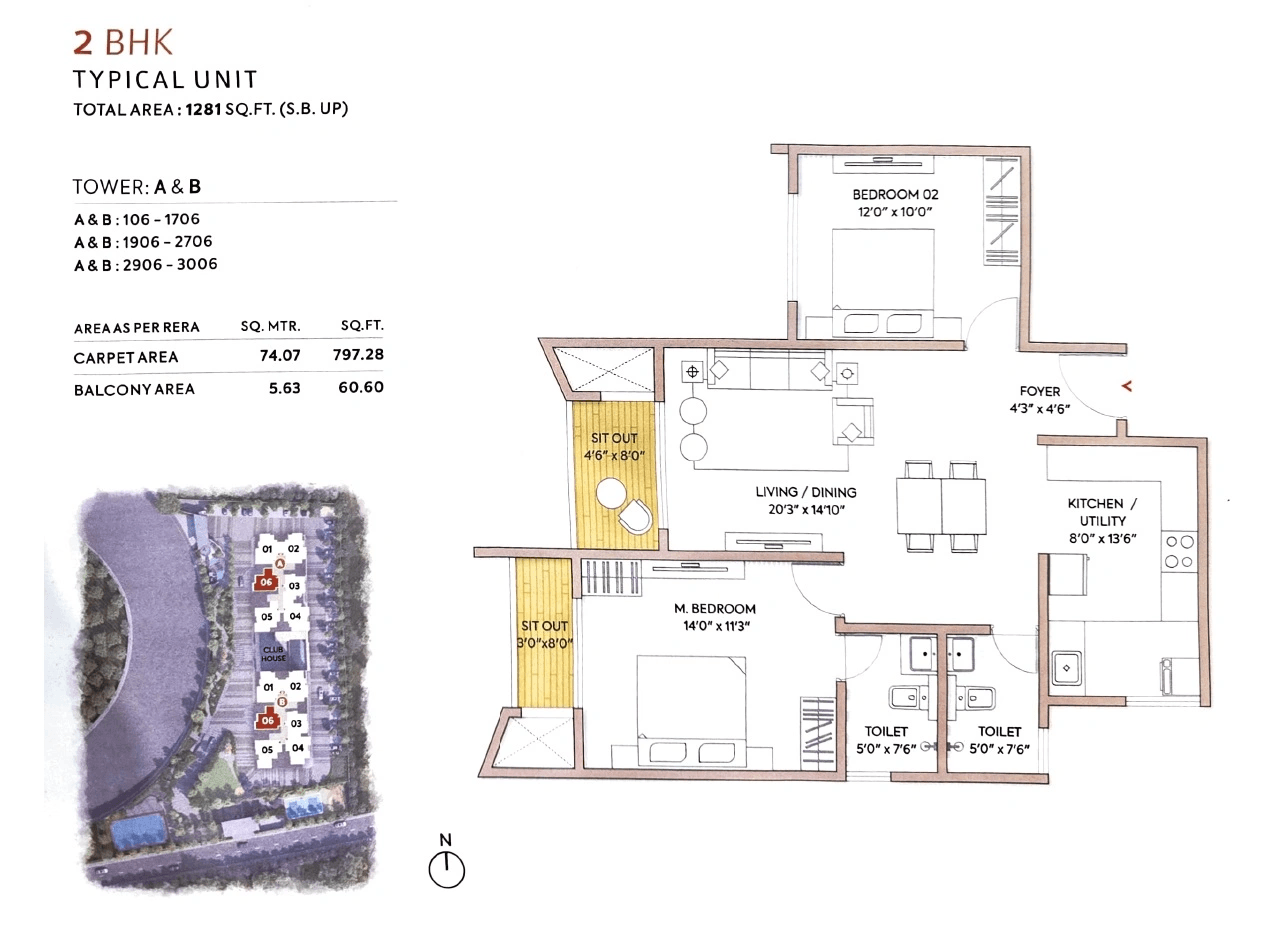 Goyal Electronic City Unit plan - 797 sq.ft.