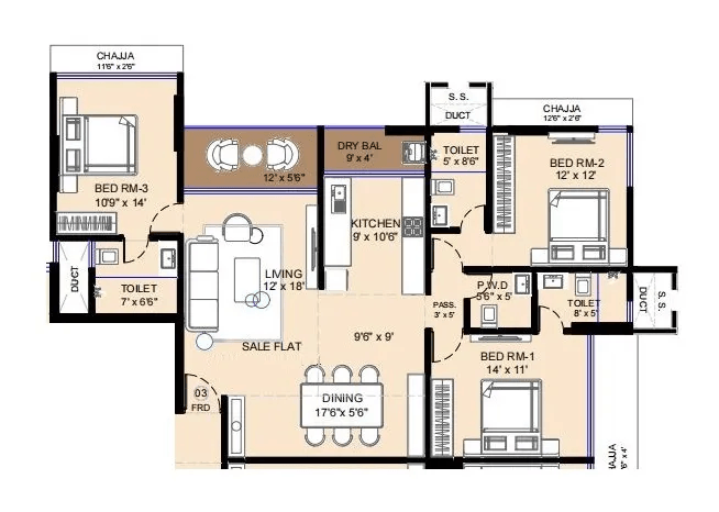 Unit plan - 1313 sq.ft.