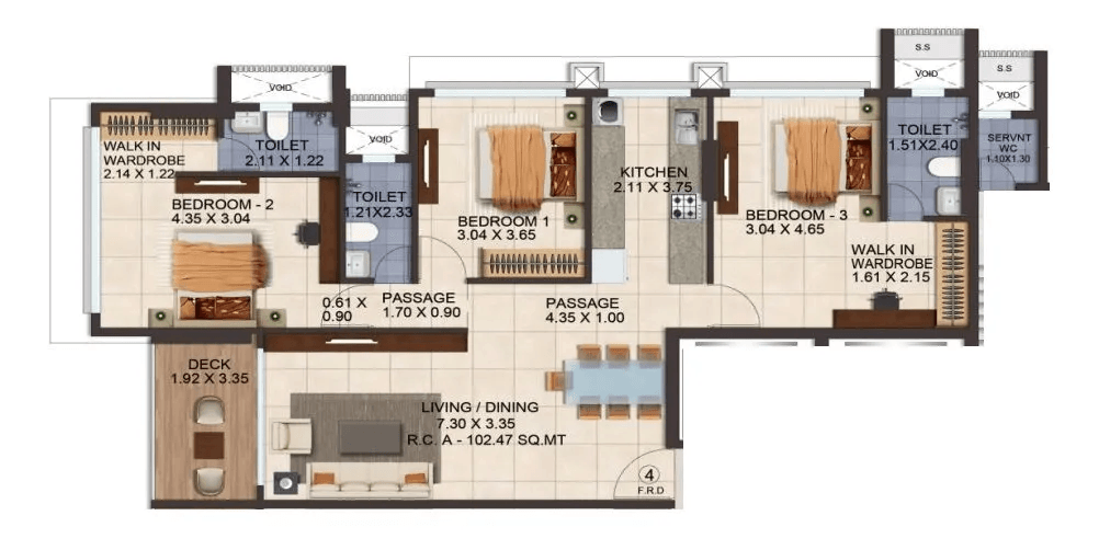 Sahakar Shanti Signature Unit plan - 1103 sq.ft.
