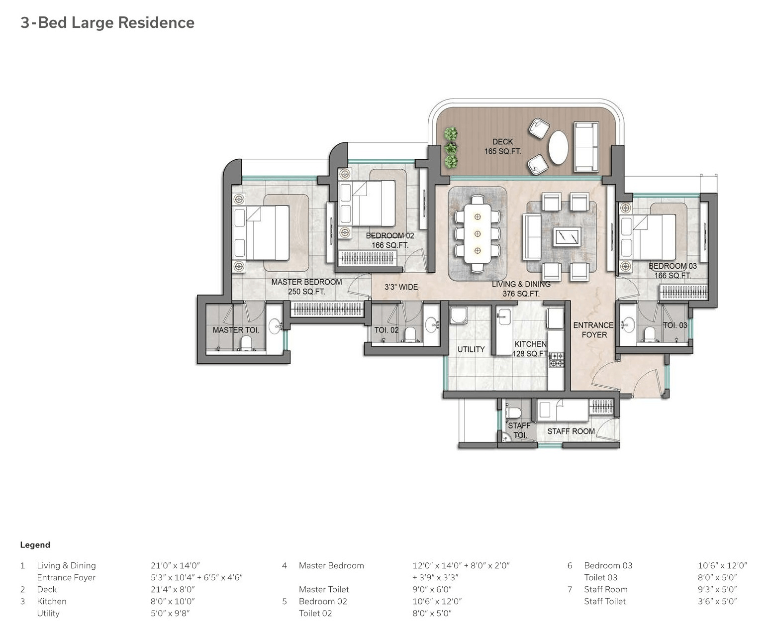 Lodha Aureus Unit plan - 1442 sq.ft.