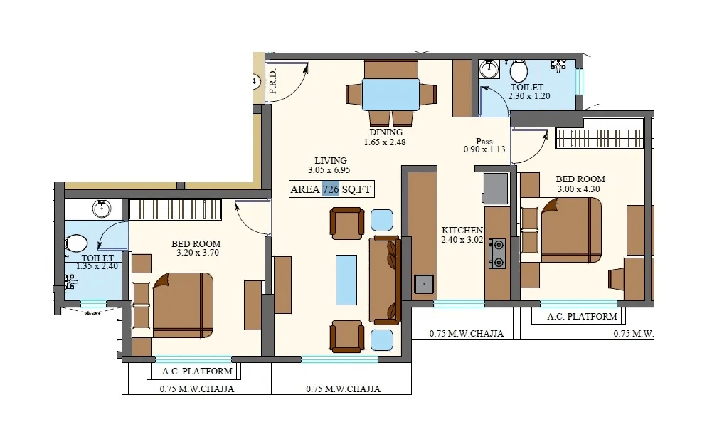 Unit plan - 726 sq.ft.