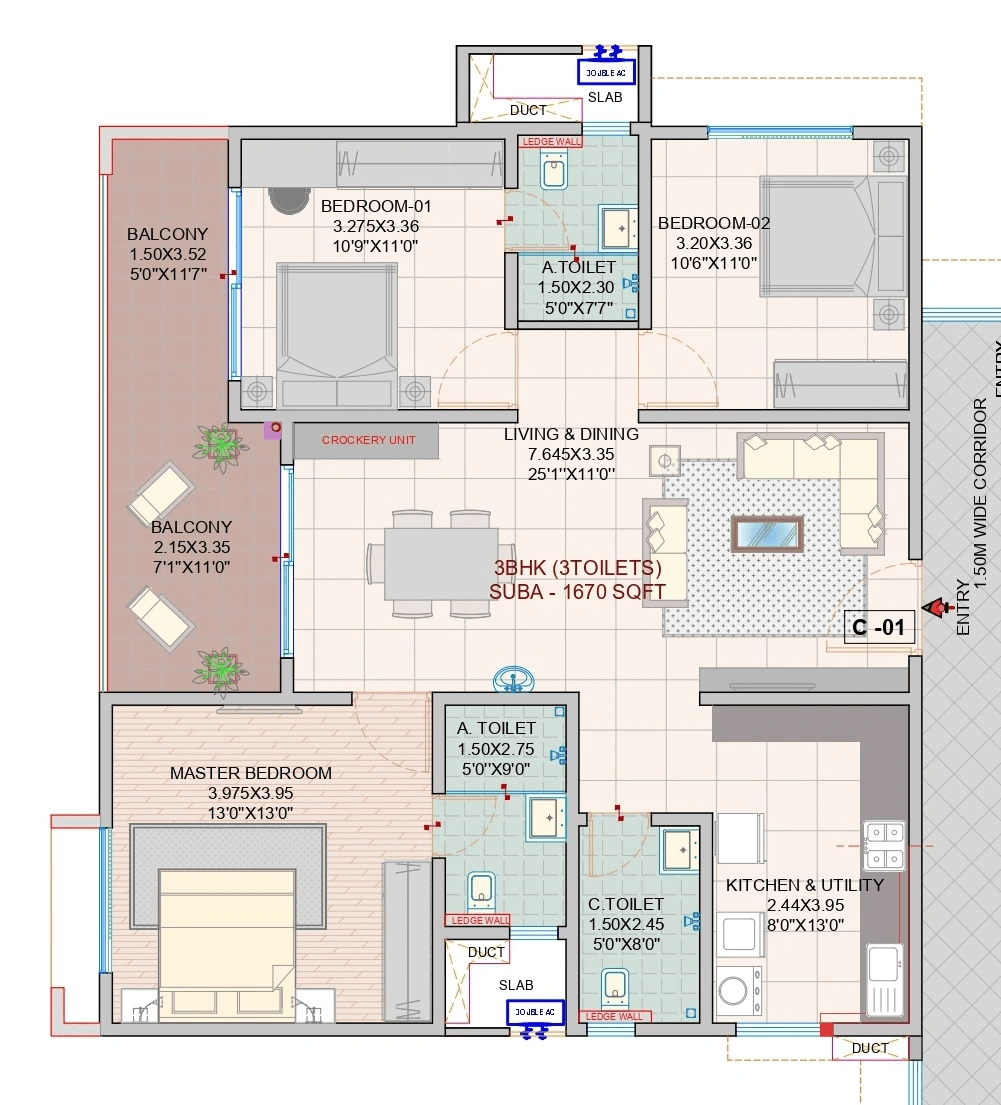 Myhna Vistara Unit plan - 1202 sq.ft.