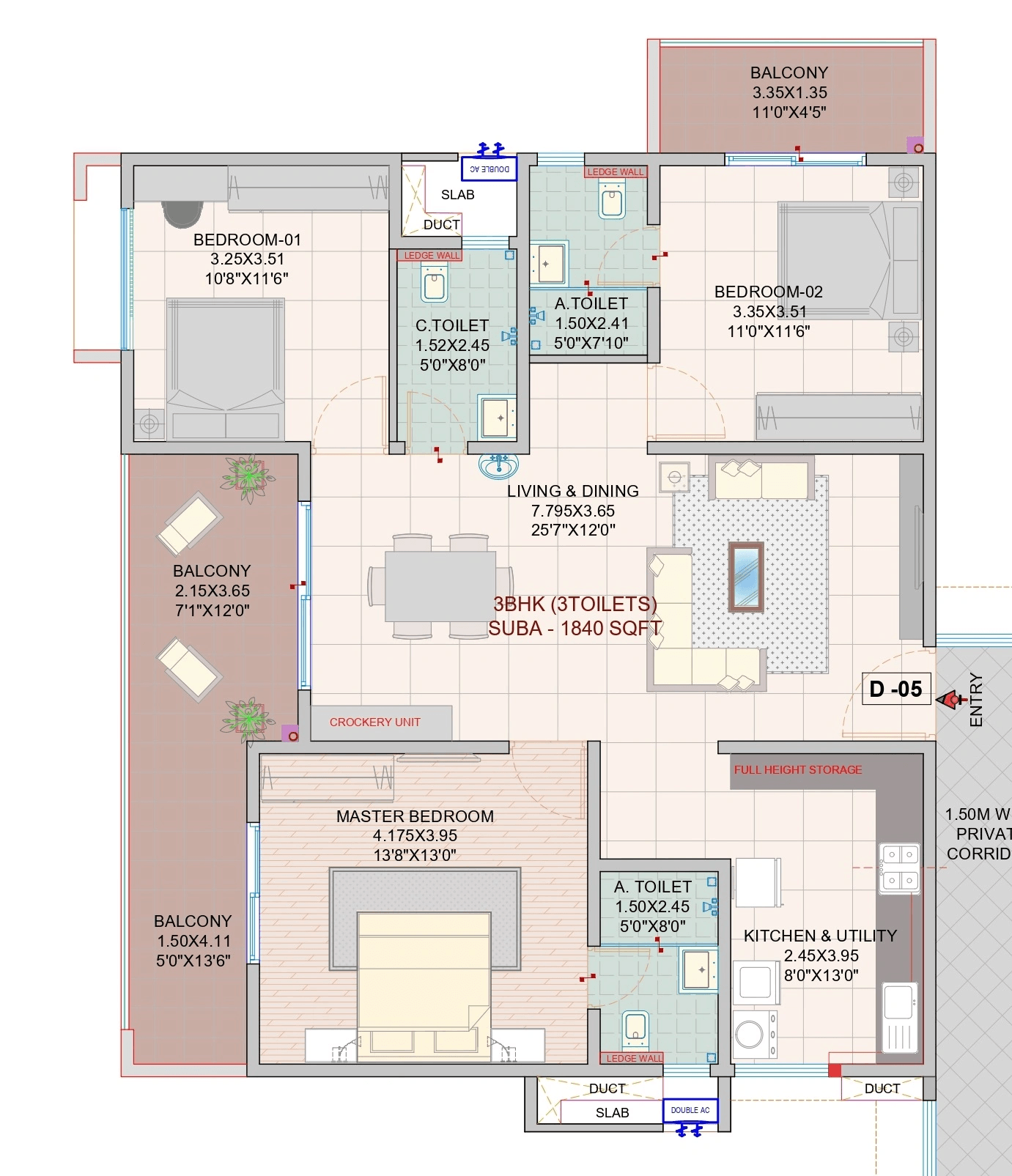 Myhna Vistara Unit plan - 1324 sq.ft.