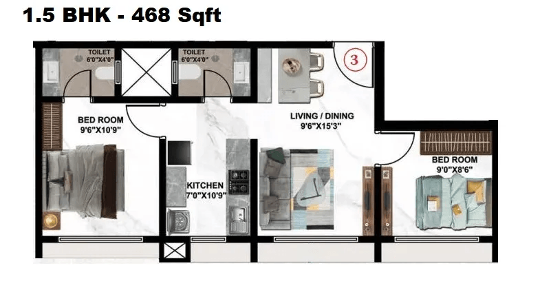 Unit plan - 468 sq.ft.
