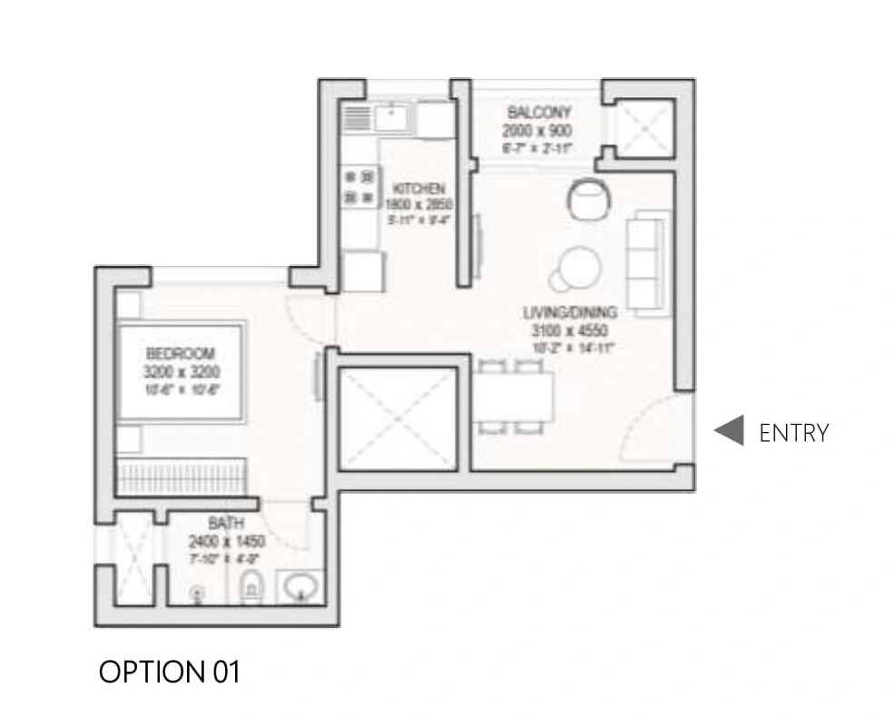 Unit plan - 444 sq.ft.