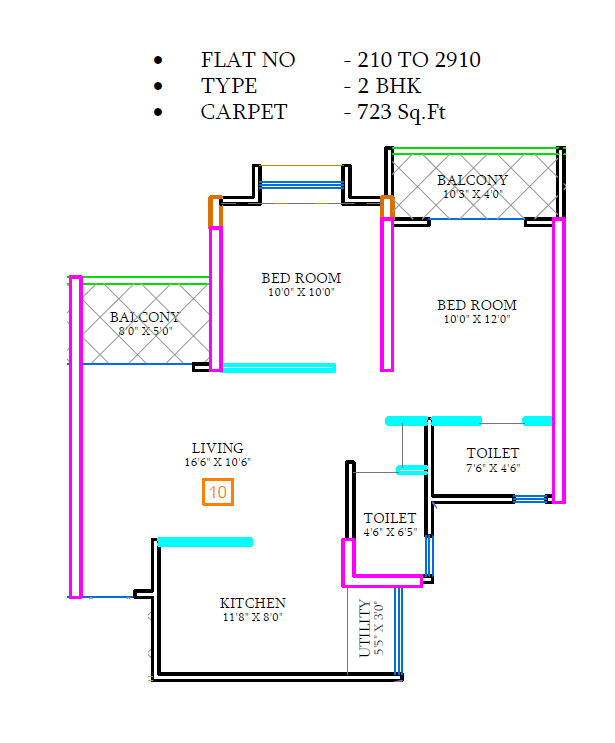 Unit plan - 723 sq.ft.