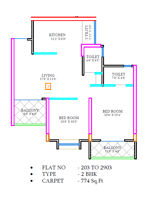 Shakuntal Alentia Unit plan - 774 sq.ft.