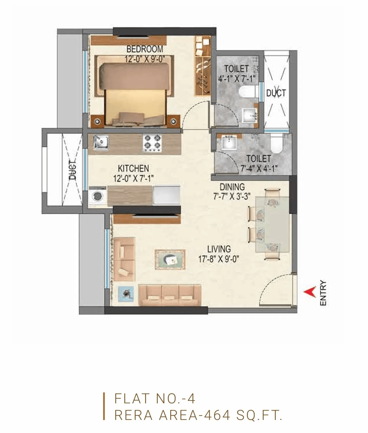 Ranbir Greenpath Unit plan - 464 sq.ft.