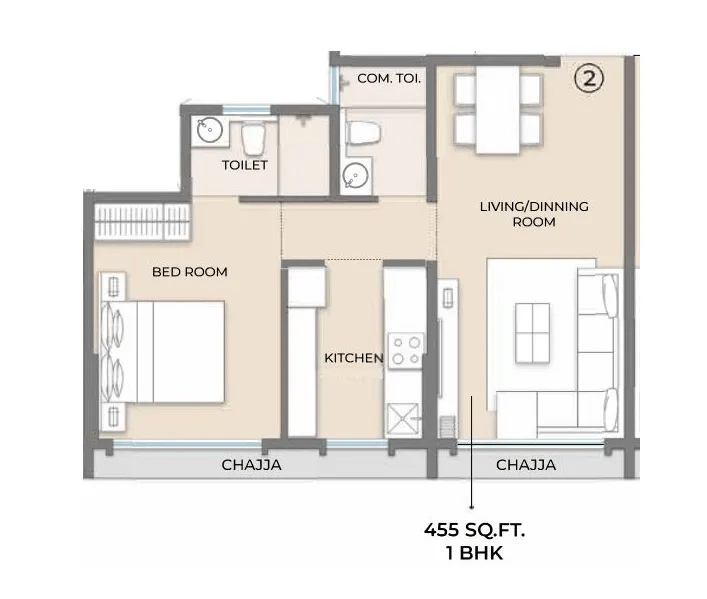 Unit plan - 455 sq.ft.