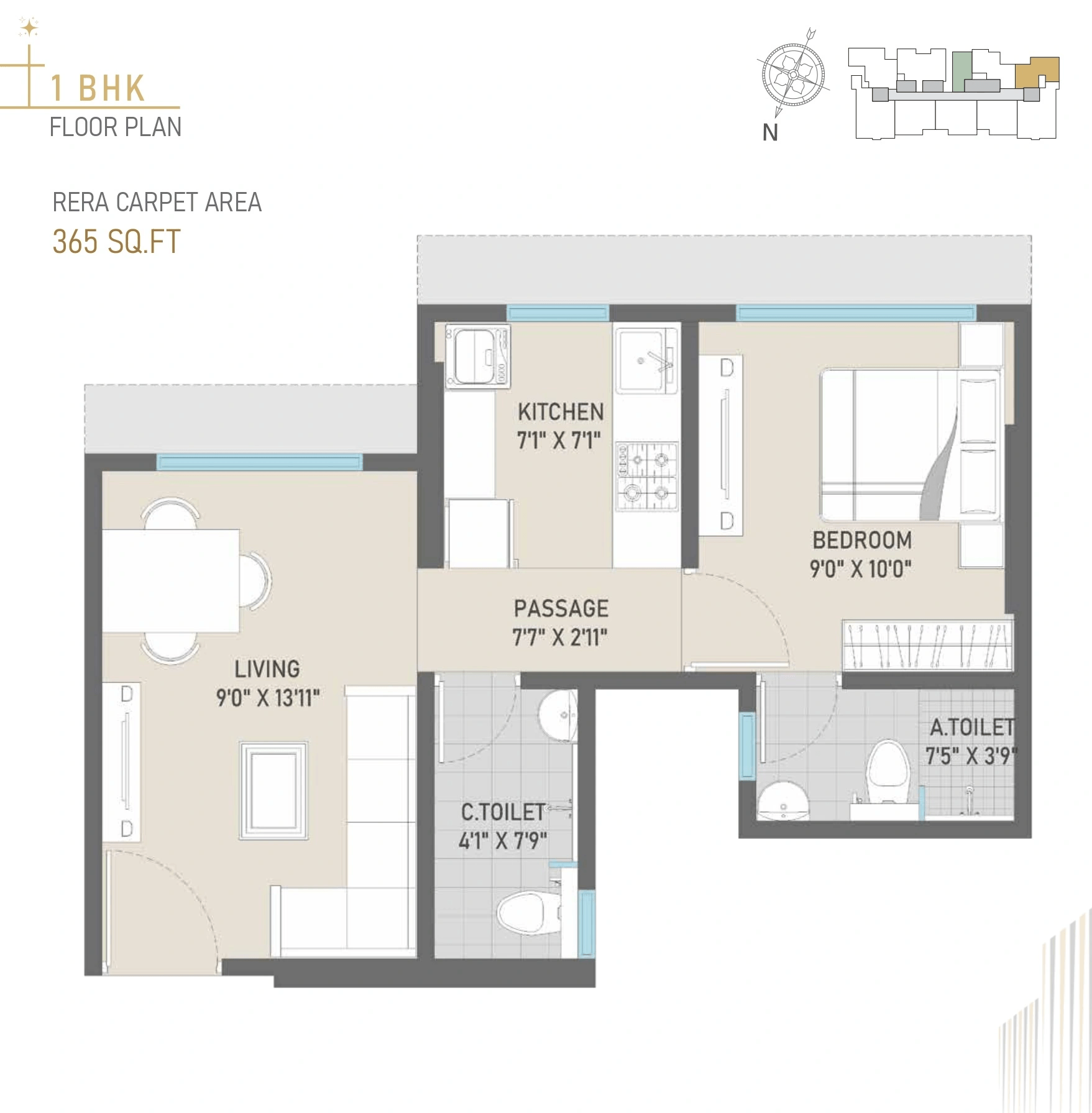 Unit plan - 365 sq.ft.