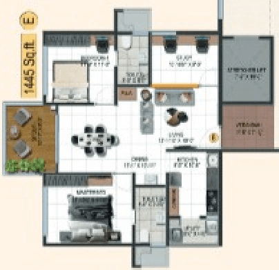 Ananda Homes Legacey Unit plan - 1011 sq.ft.