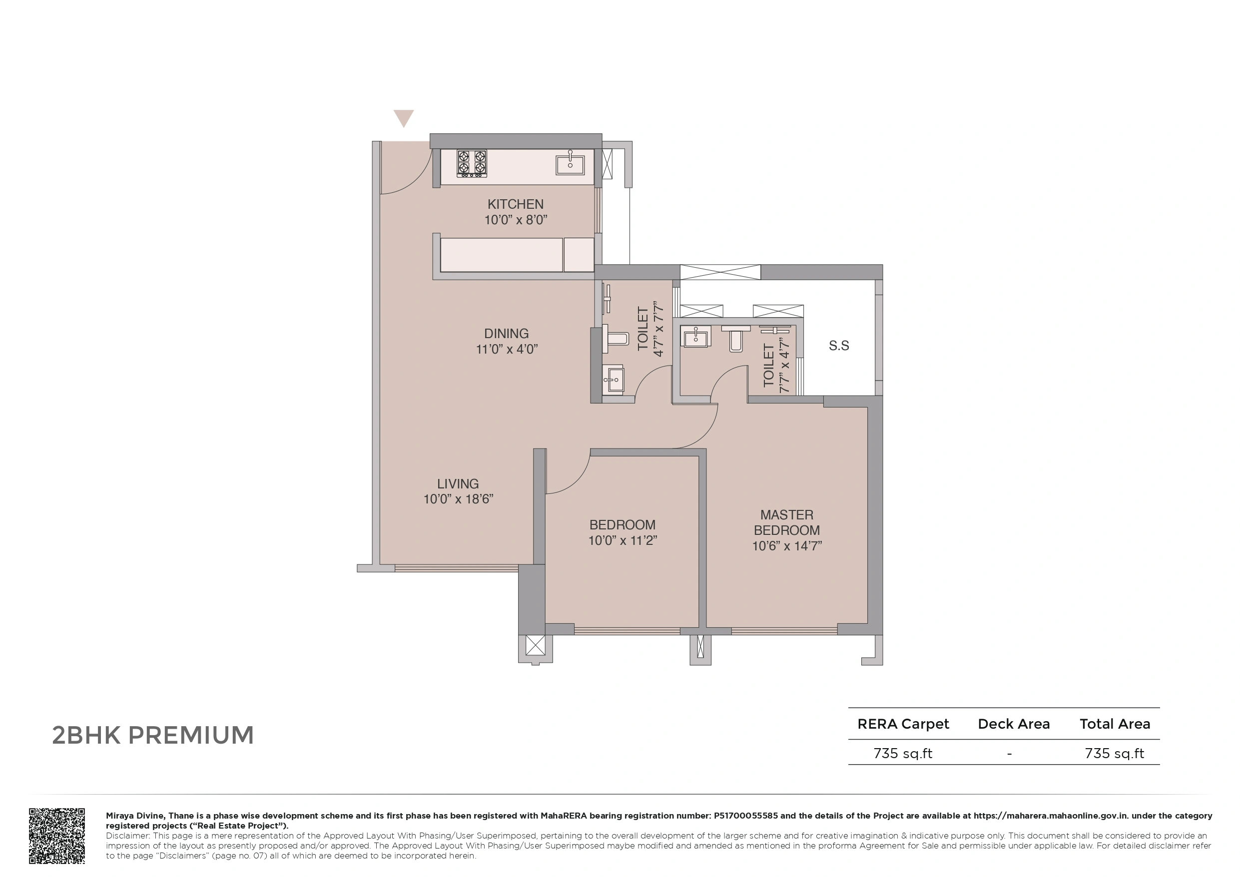 Miraya Trinity Unit plan - 735 sq.ft.