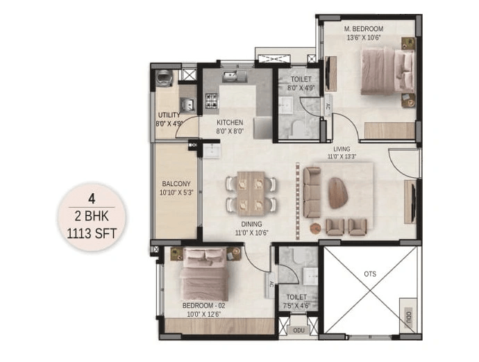 Unit plan - 689 sq.ft.