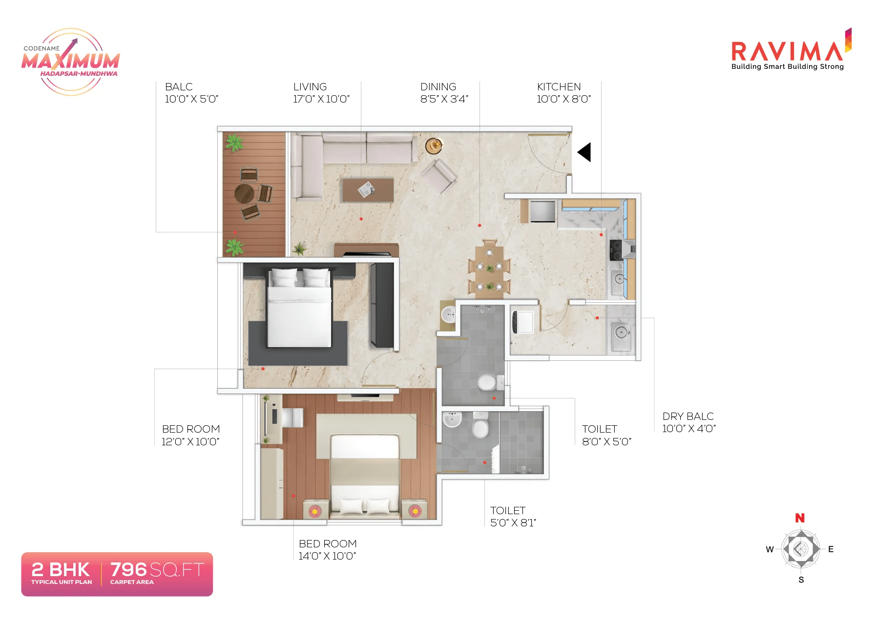 Unit plan - 796 sq.ft.