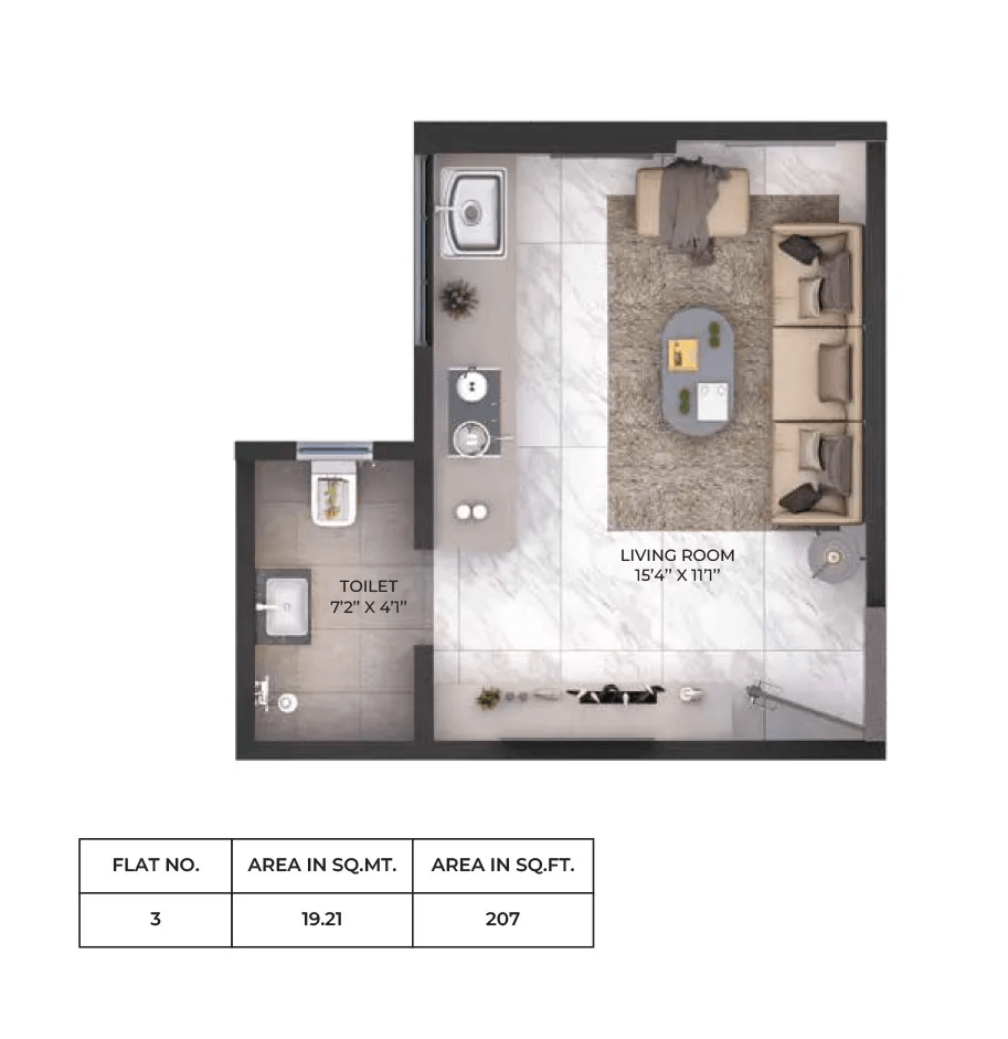 Ekatva Westwinds 64 Unit plan - 207 sq.ft.