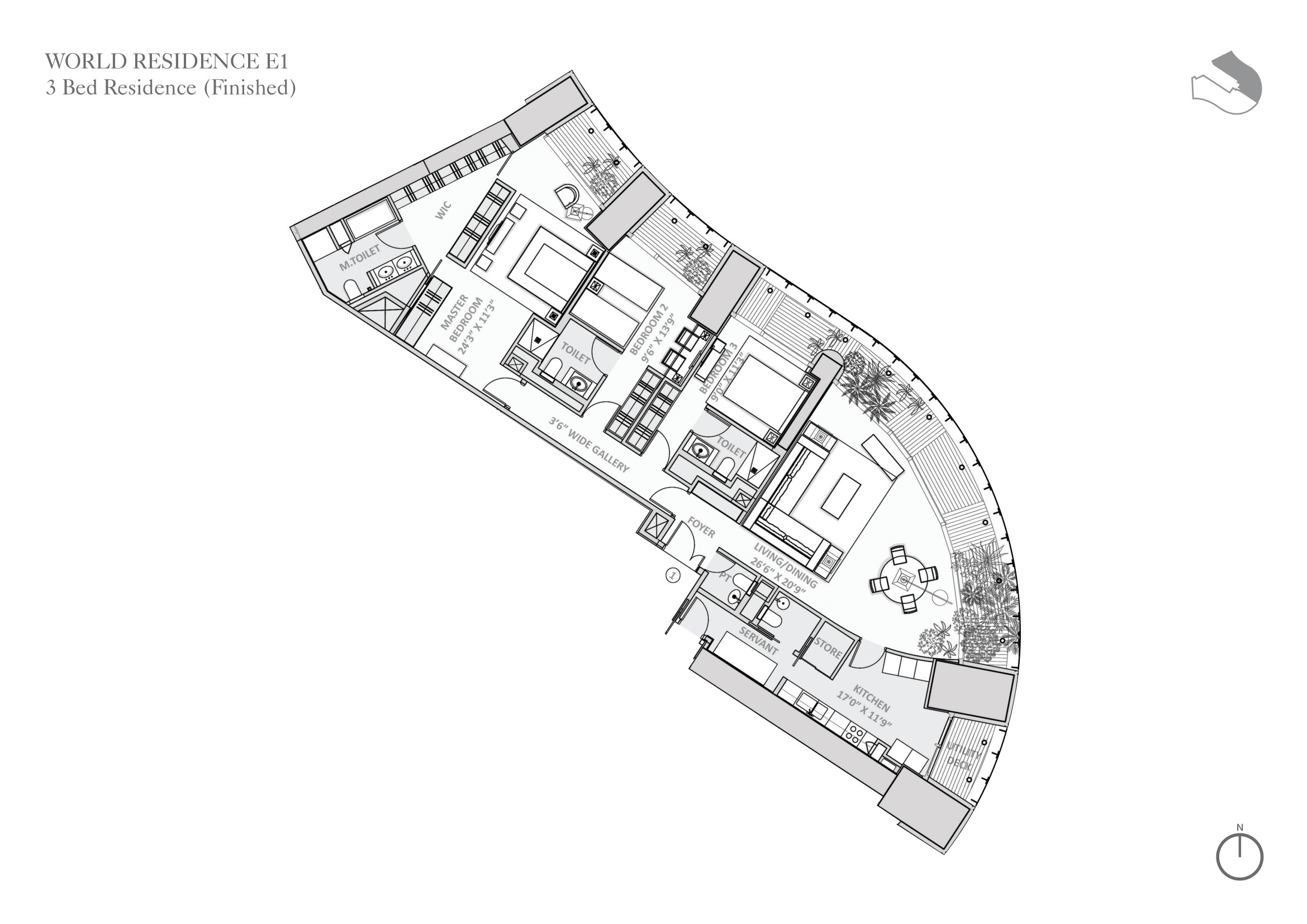 Lodha World Towers Unit plan - 1524 sq.ft.