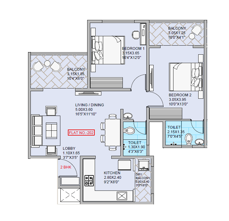Silverise Grandsky Unit plan - 795 sq.ft.