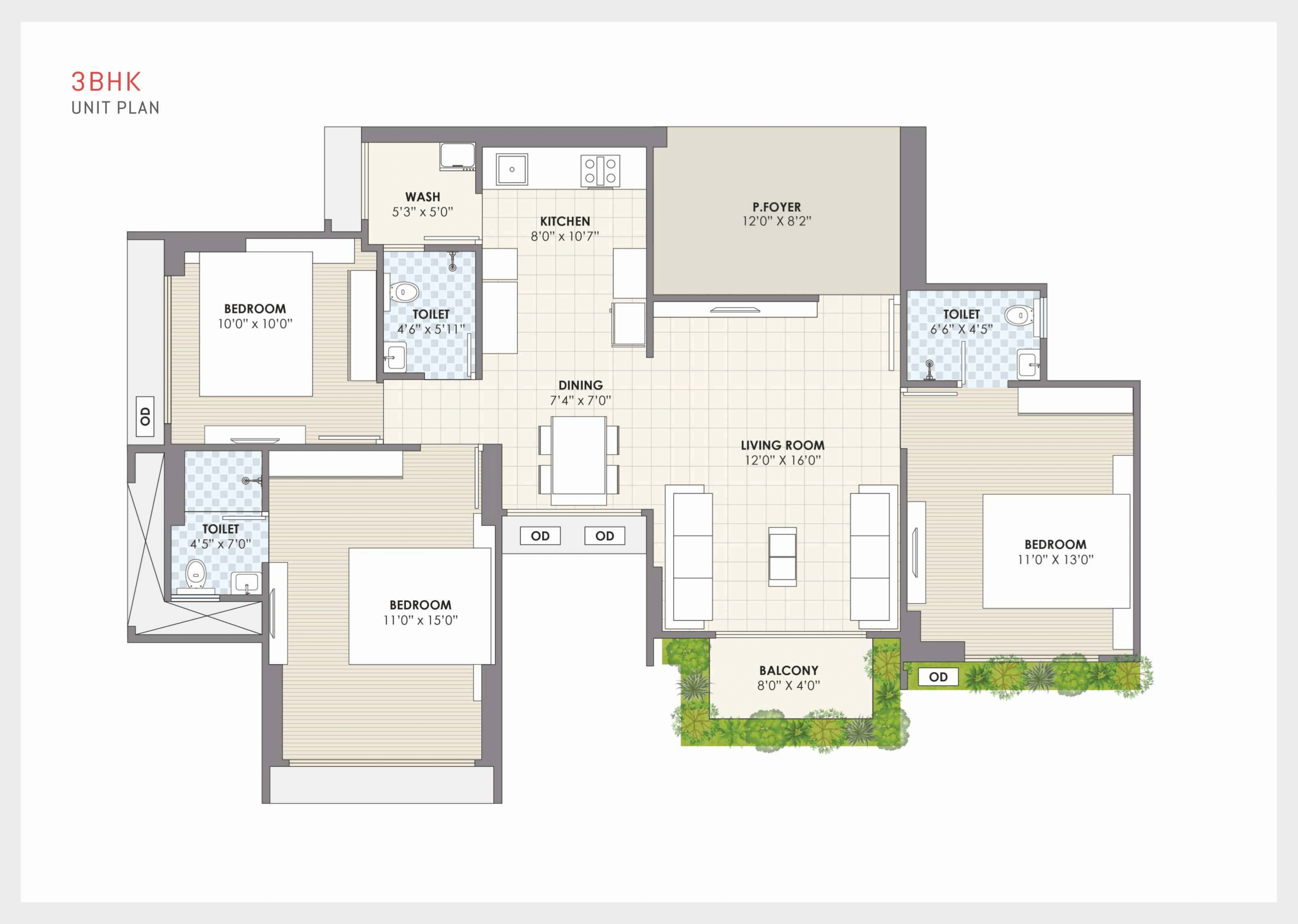Unit plan - 1066 sq.ft.