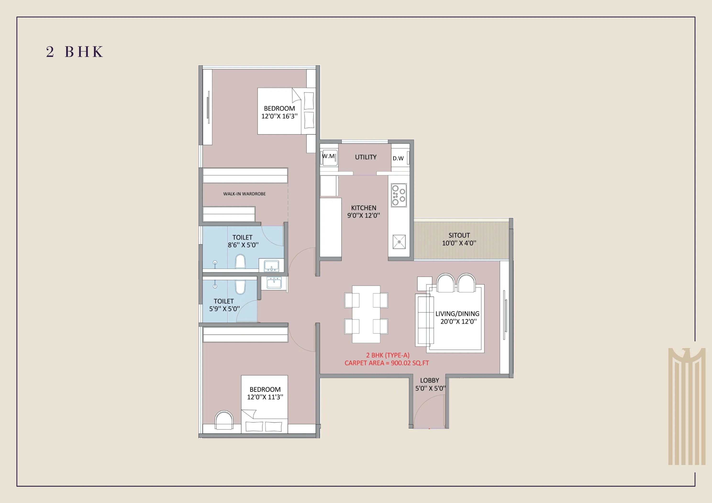 Greenest Riviera Vista Unit plan - 900 sq.ft.