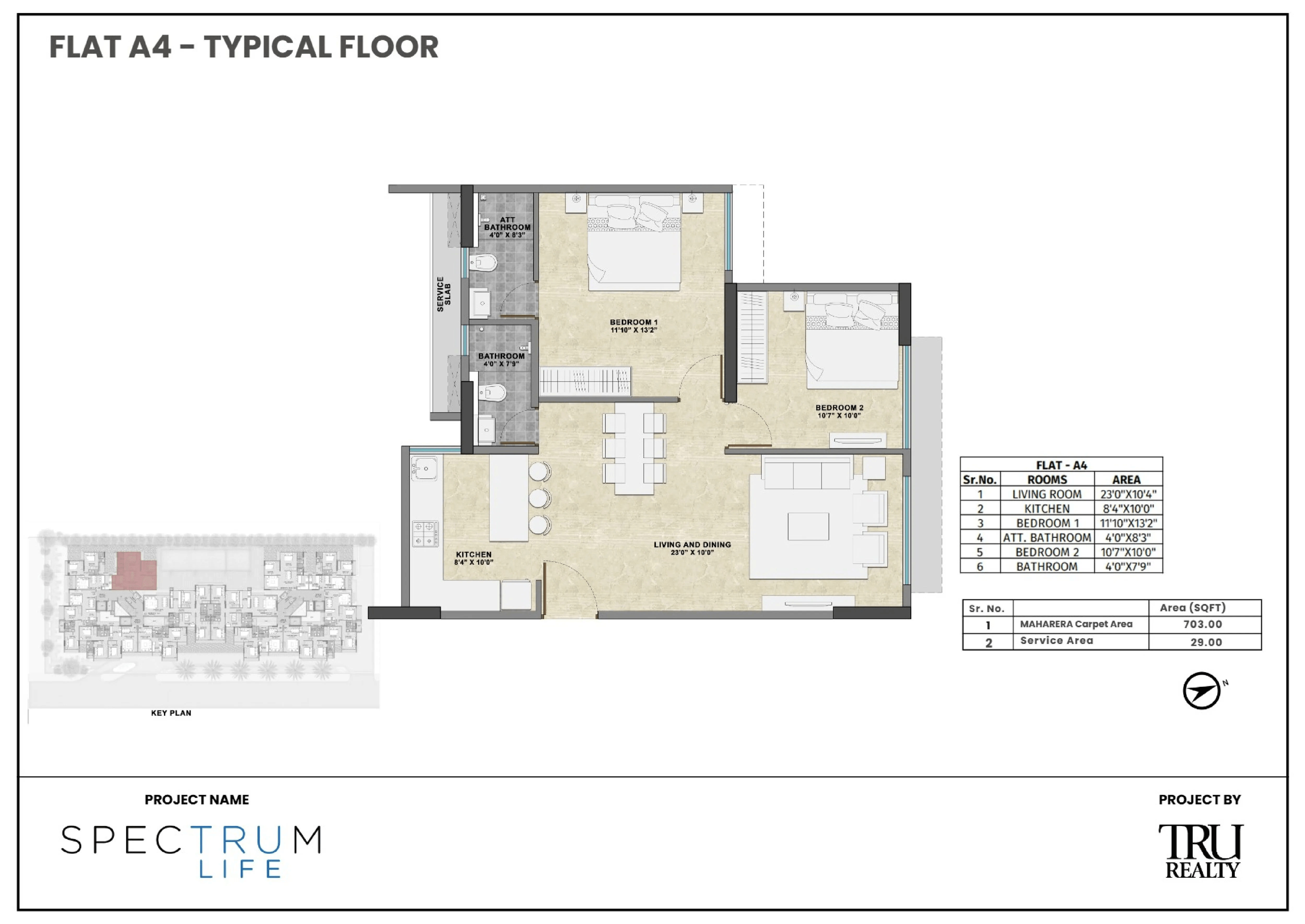 TRU Spectrum Life Unit plan - 732 sq.ft.