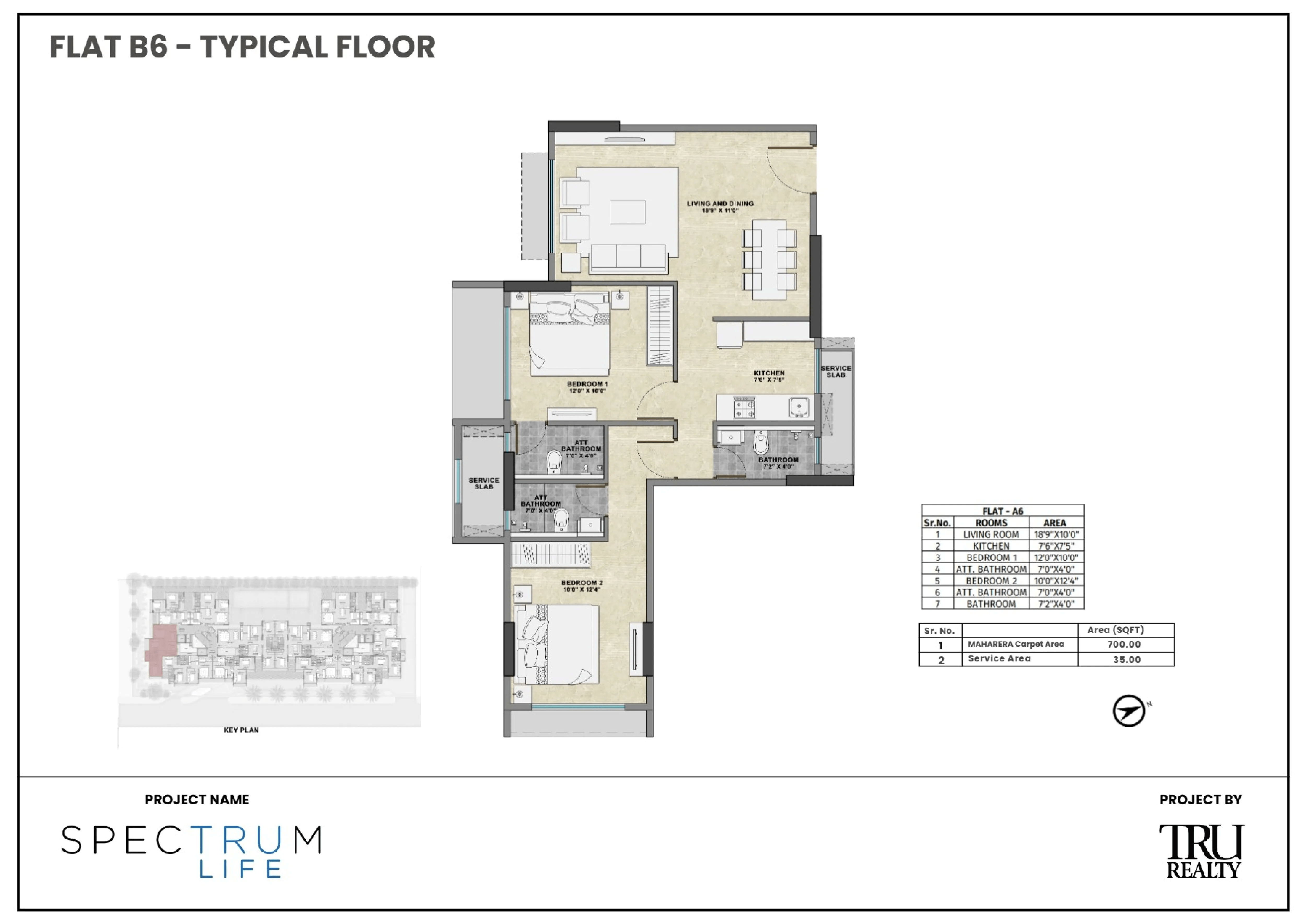 TRU Spectrum Life Unit plan - 735 sq.ft.