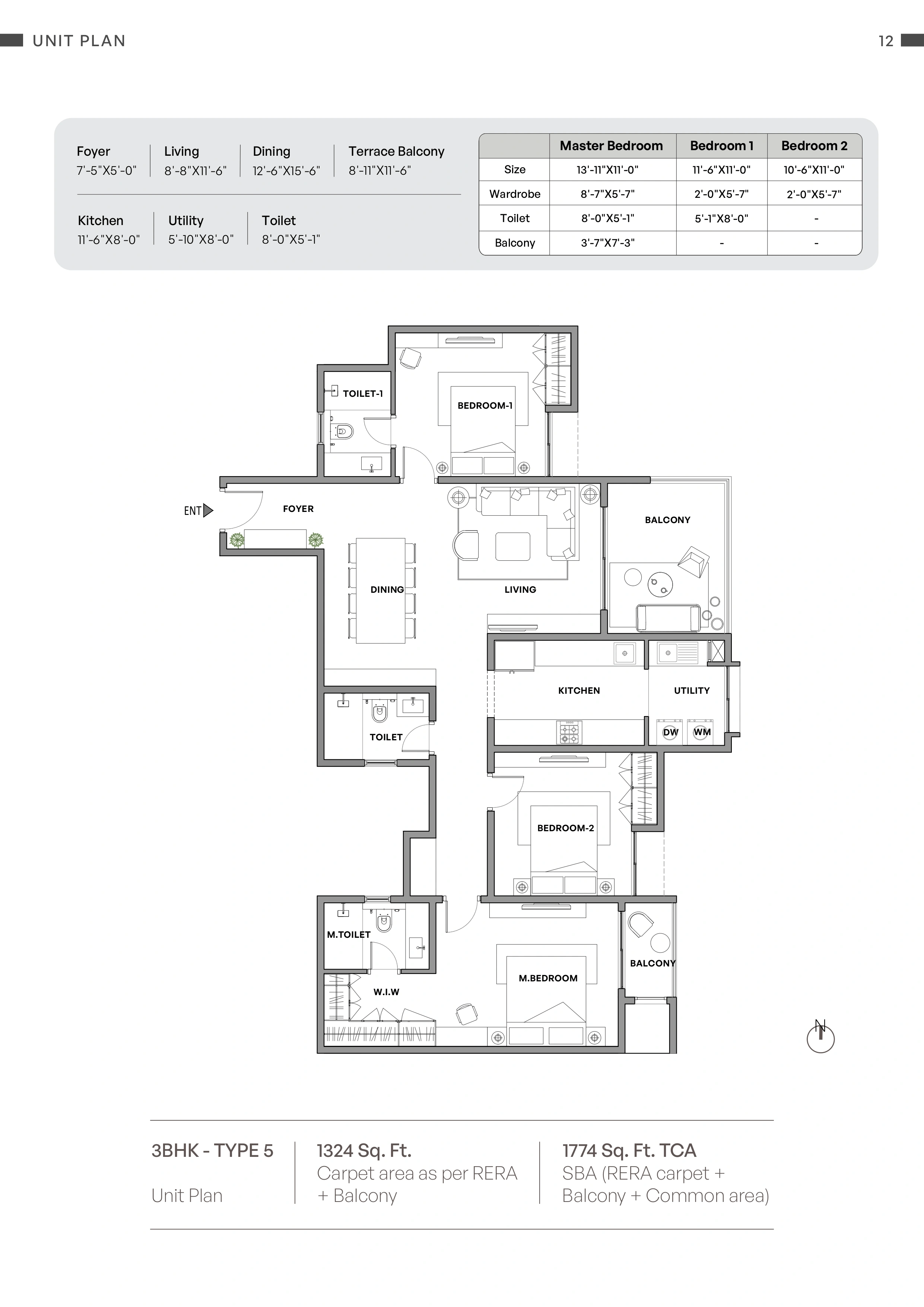 Unit plan - 1241 sq.ft.