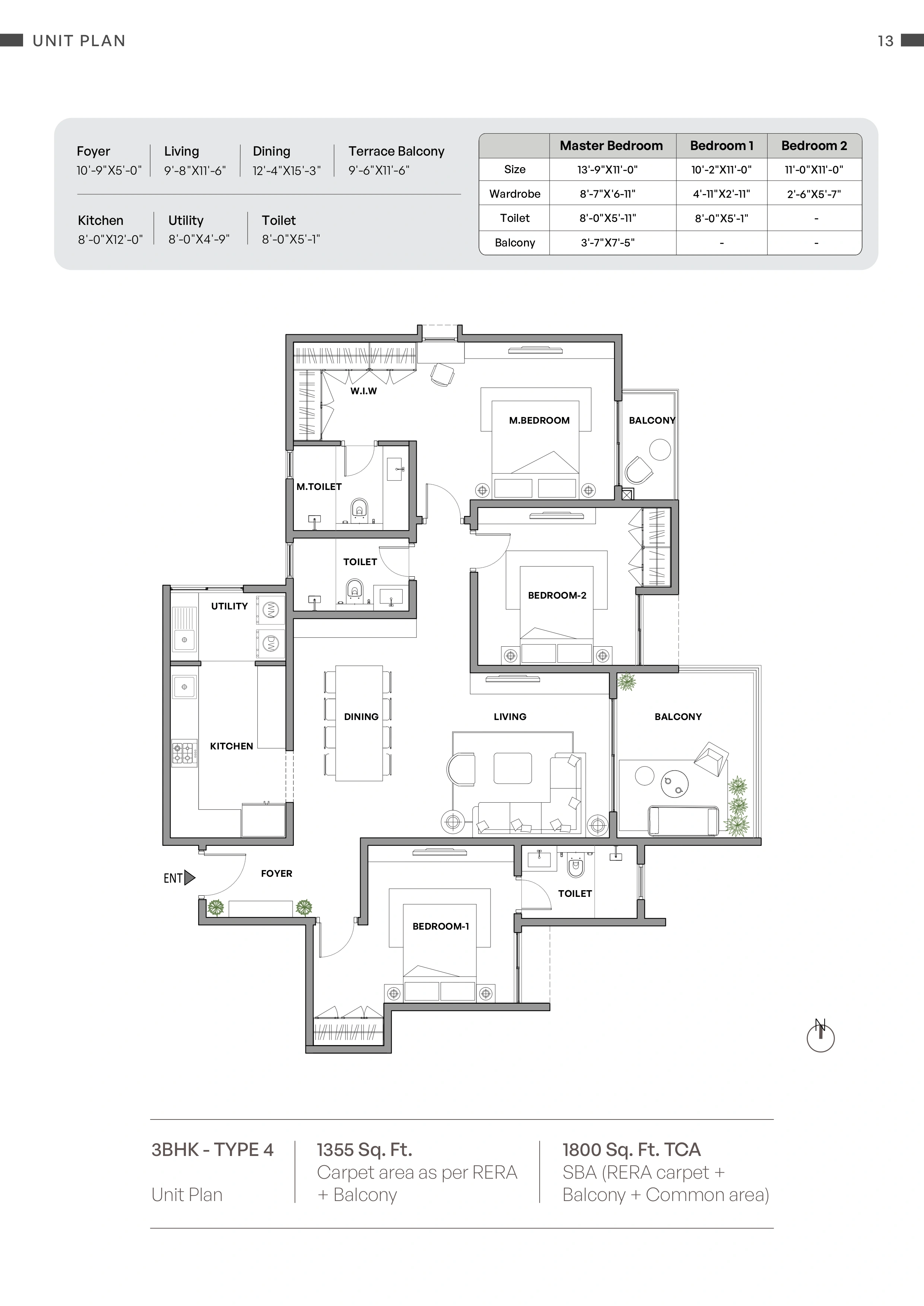 Assetz Miru & Miyo Unit plan - 1288 sq.ft.