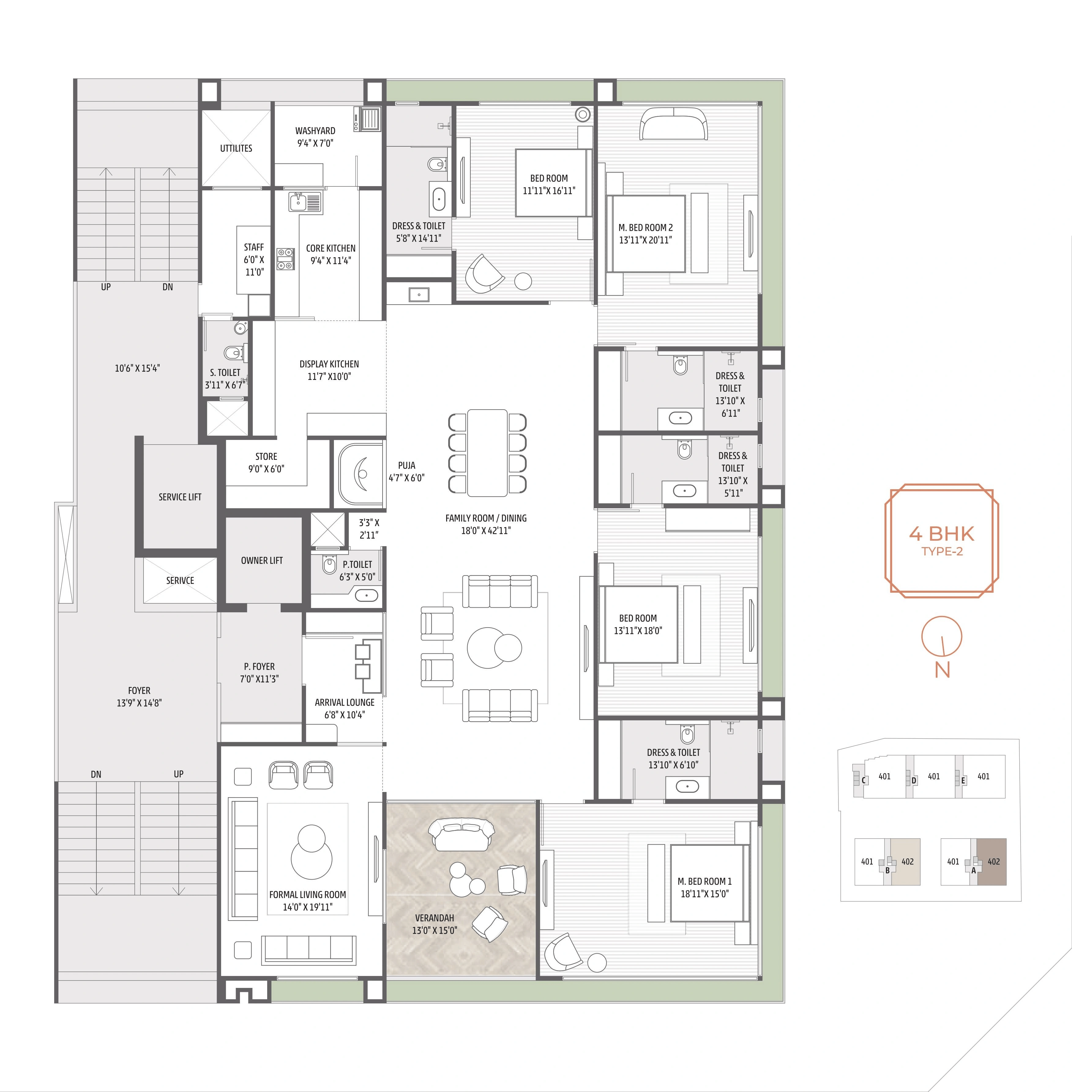 The Bellagio Unit plan - 2938 sq.ft.