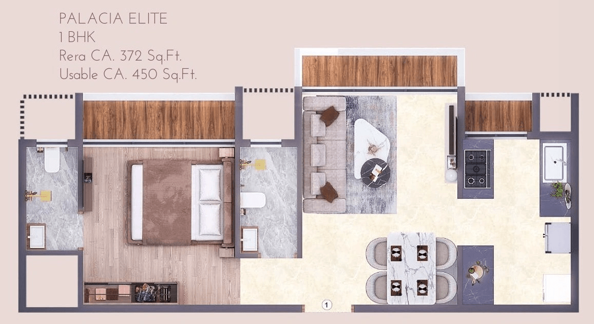 Superior Palacia Unit plan - 450 sq.ft.