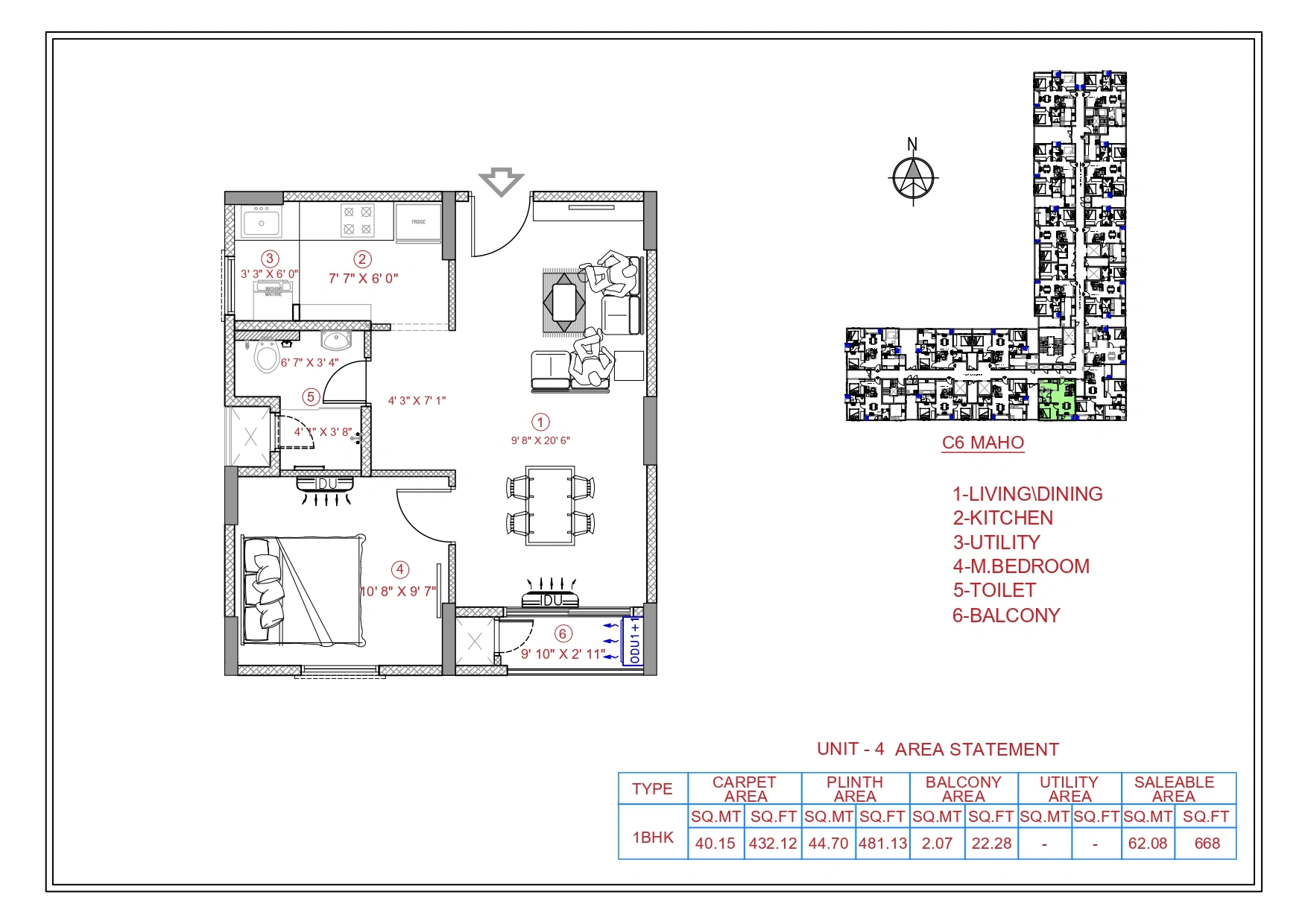 Incor PBEL City Phase 3 Unit plan - 434 sq.ft.