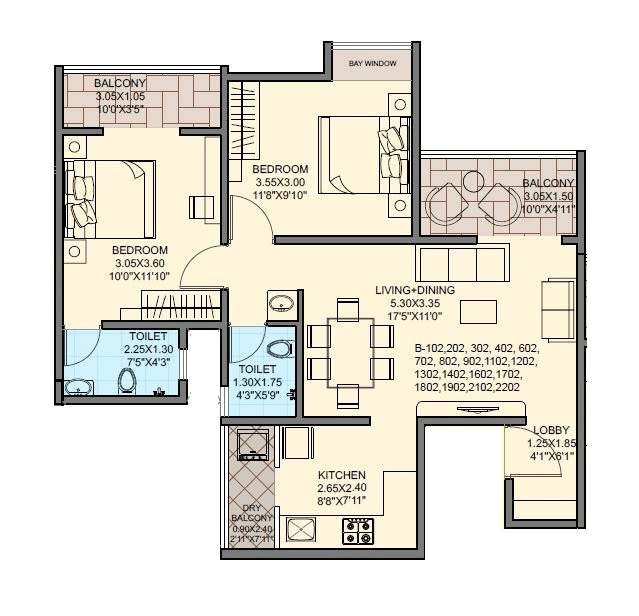 Hapse Park West Unit plan - 759 sq.ft.