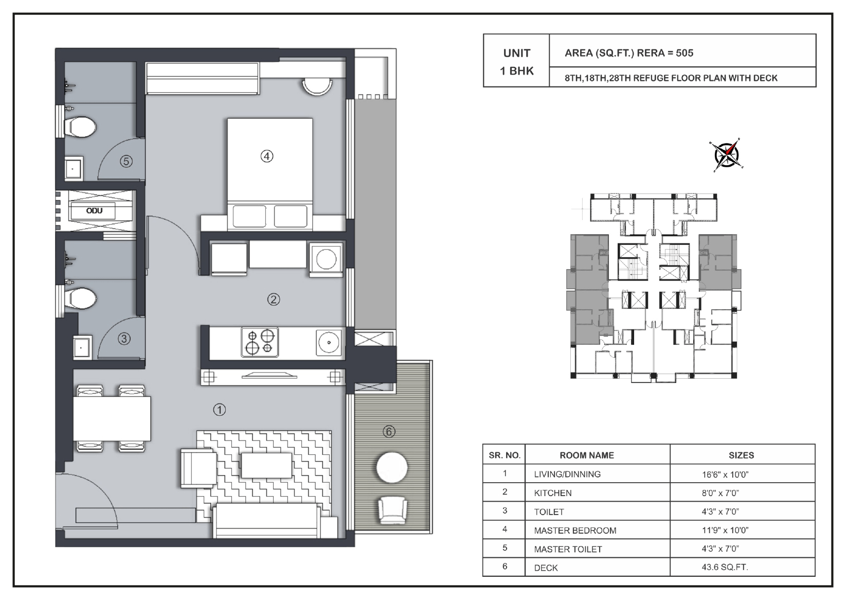Jaydeep La Residency Unit plan - 505 sq.ft.
