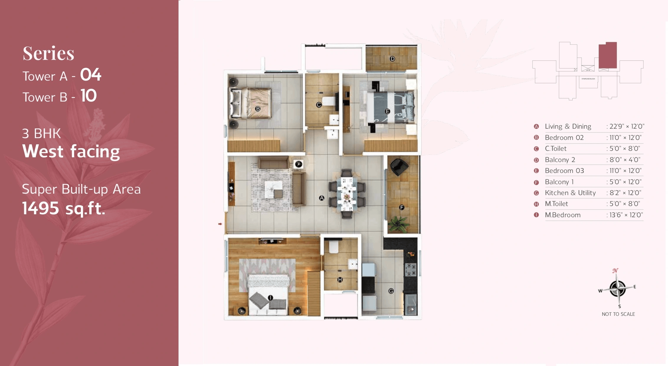 Trifecta Veranza Unit plan - 738 sq.ft.