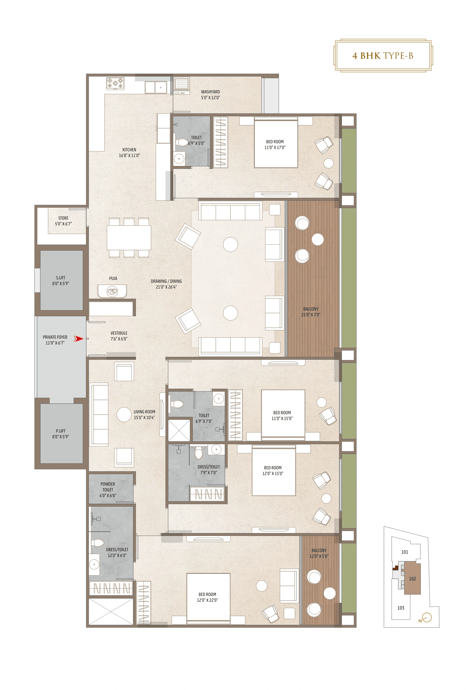 Unit plan - 2193 sq.ft.
